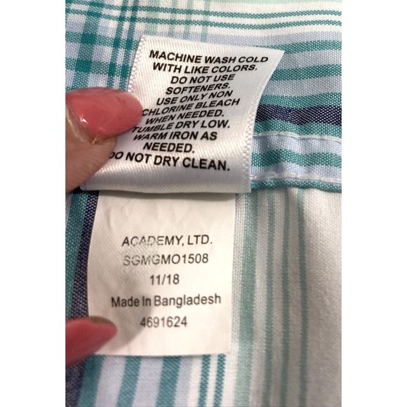 Magellan Shirt Mens Medium Blue Plaid Pearl‎ Snap Vented Outdoors Fish Wicking - Picture 5 of 12